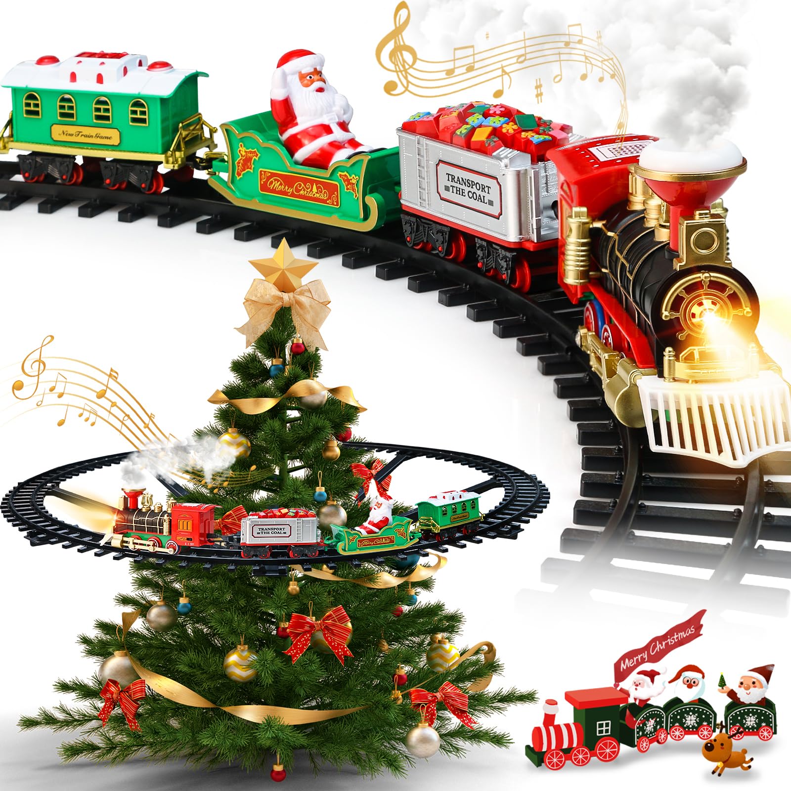 Amazon | クリスマストレーンセット - クリスマスツリーの下に電車の
